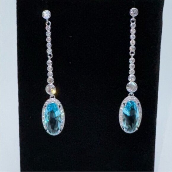 Blue Topaz Dangle Earrings - Picture 1 of 4